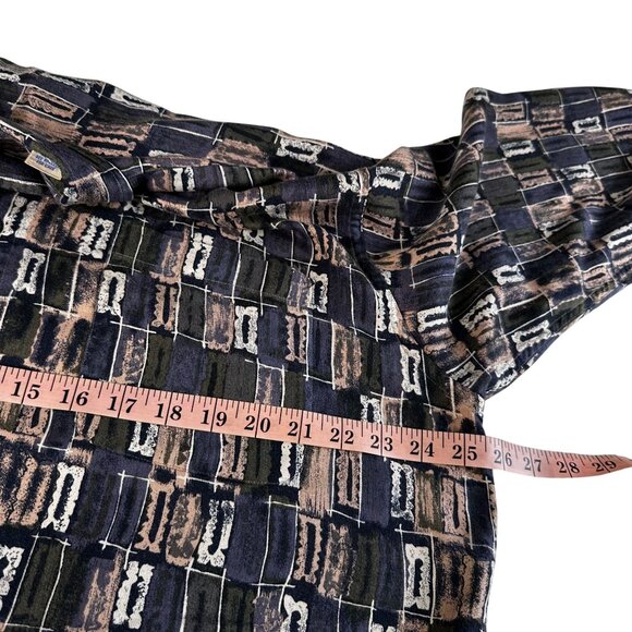 Vintage Murano Rayon Shirt XL 90s Geometric Abstract Long Sleeve Button Front - Picture 7 of 8